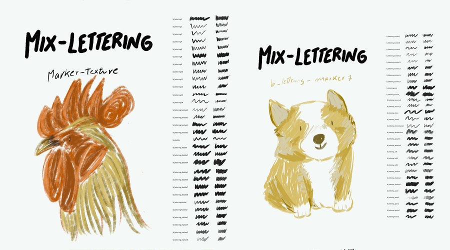 Mix Lettering Pinceles para Clip Studio Paint – Andreaga
